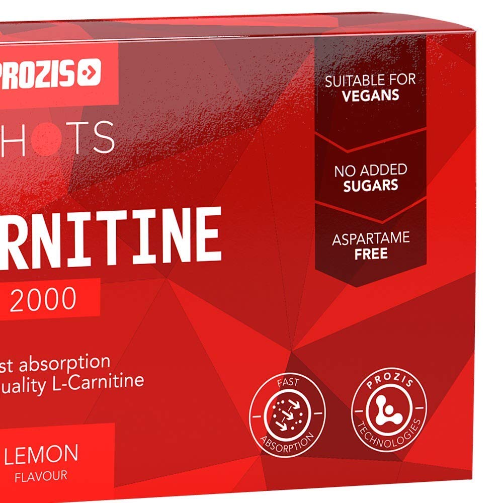 Prozis L-Carnitina 2000 20 flaconcini Limone - Integratore liquido, Pronto a consumare, Adatto a vegetariani, Migliora l'uso dei grassi durante