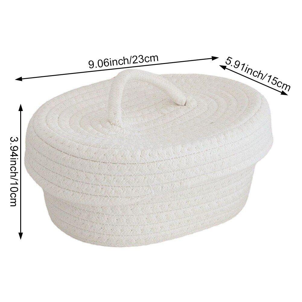 Panier De Rangement Oval En Corde De Coton Naturel - 35 X 23 X 17 Cm Blanc - Pour Jouets, Vêtements, Salon, Salle De Bain