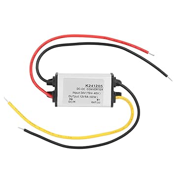 Akozon GYVRM-K241205 Power Supply Converter DC-DC 24V to 12V High Efficiency 5A Buck Converter Adjustable Voltage Regulator USB Charging Module