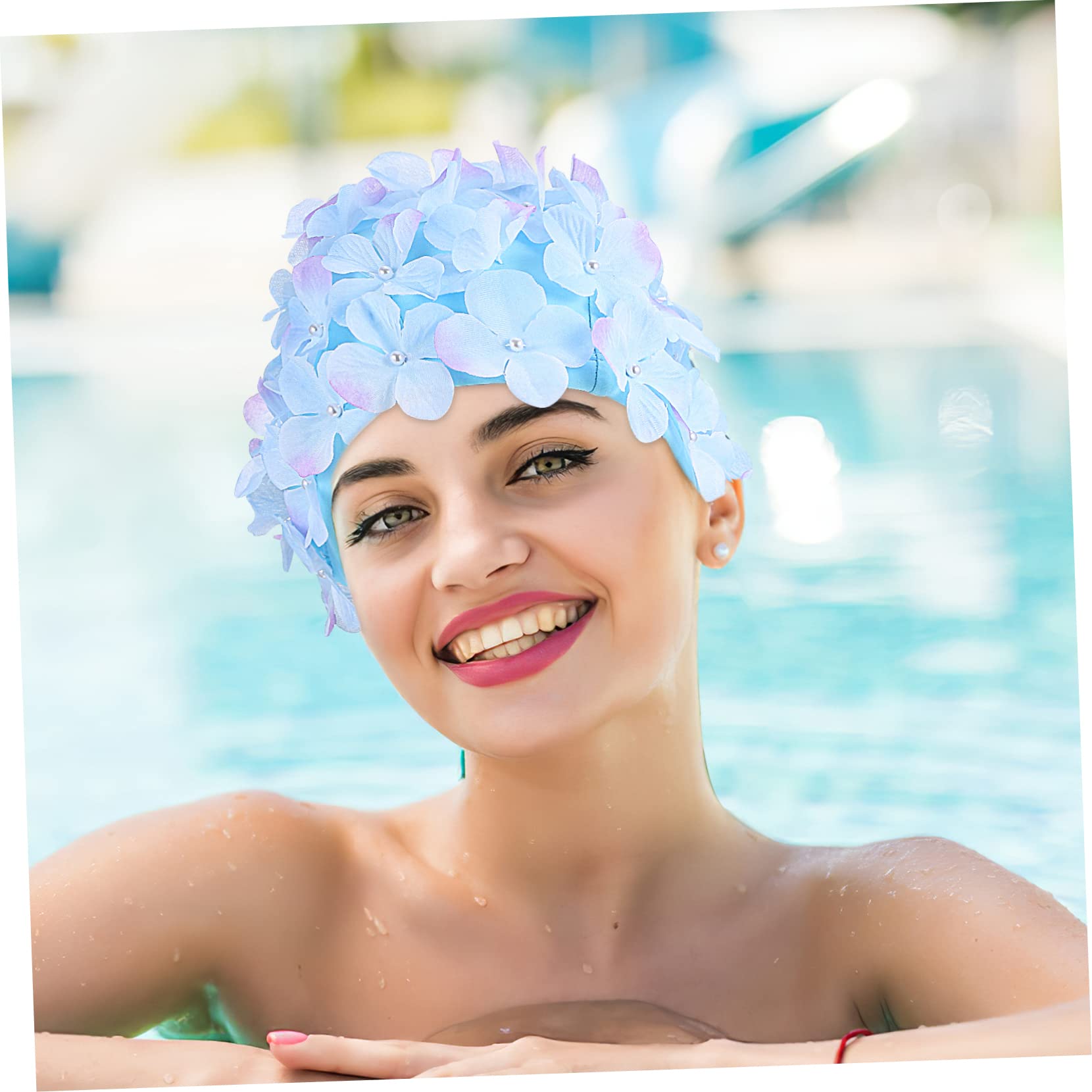 BESPORTBLE 2pezzi Cuffia Da Nuoto Floreale Per Donna Realizzata in Facil Indossare Togliere Adatta Per Capelli Corti e Lunghi Per Sport Acquatici in Spiaggia o Piscina Per Centri Benessere