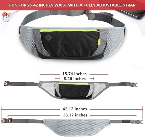 Miniatura 4 de Riñonera para correr, bolsa de entrenamiento para manos libres, bolsa de cinturón ajustable para todos los teléfonos, Negro -, Delgado y portátil