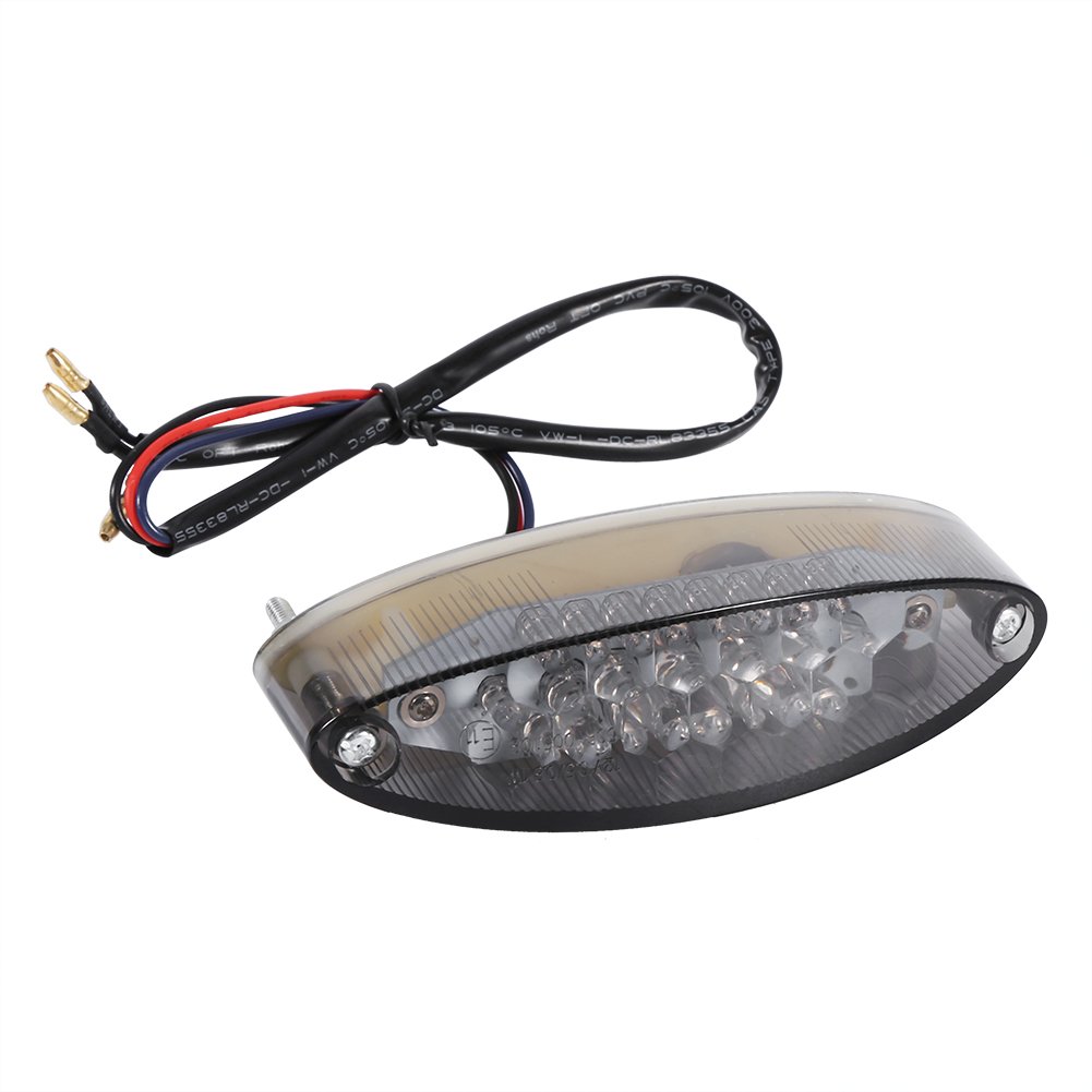 Keenso Luz trasera universal de 12 V para moto - Luz de freno 28 LED - Luz de freno ahumado - Luz trasera LED roja para moto Cruiser bicicleta ATV