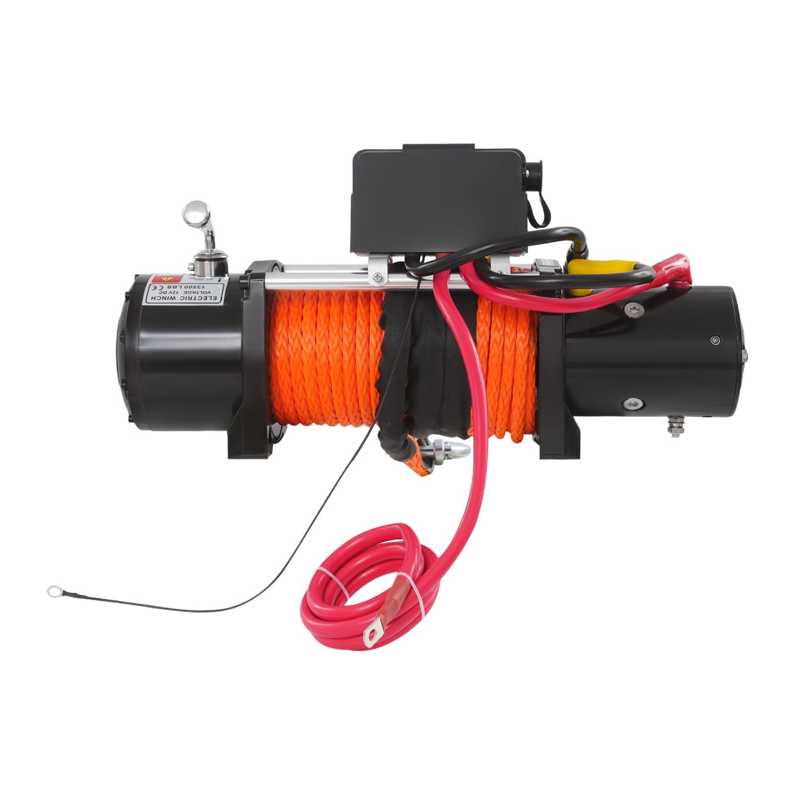 Cabrestante eléctrico de 12 V, 13500 libras, con cuerda de nailon, 26 m, cabrestante motor con función de bloqueo, cabrestante eléctrico con controlador con cable para ATV, UTV, SUV, camioneta