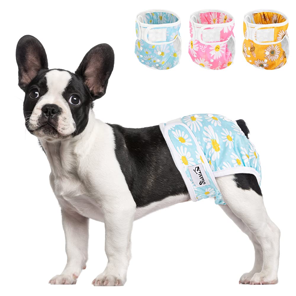SlowTon Couche de Chien Lavable, 3 Pièces Sans Fuite, Confortable et Réutilisable, Avec Boucle Réglable, Pour Femelle, Miction Irritante à Haute Température