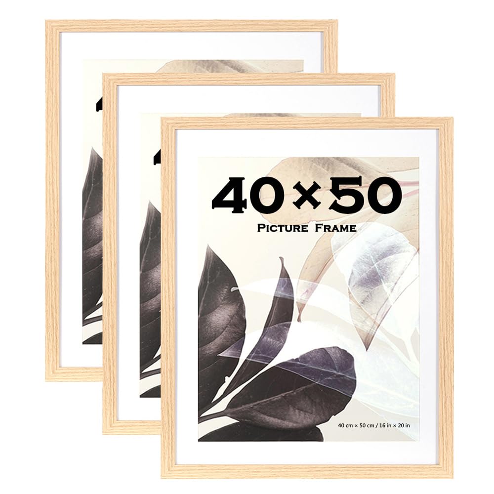 Scholar Tree 40x50 Picture Frame Natural with Mounts 40x50cm Frame Wall Mountable,3 Pack
