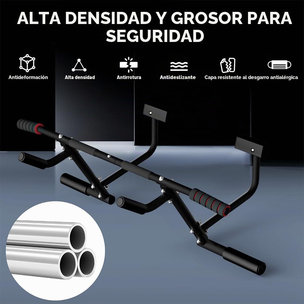 ONETWOFIT Barra de Dominadas para Marco de Puerta,Barra Dominadas Puerta con Diseño de 6 orificios,Barra Dominadas 2026 Entrenamiento de Fuerza, para El Hogar(Hasta 210 Kg)