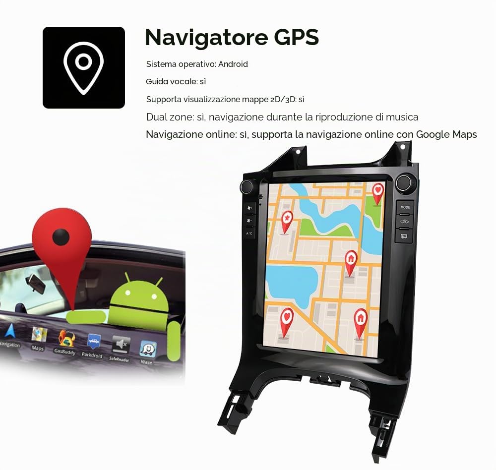 Android 14 9,7 pollici autoradio per Peugeot 3008 2010-2017 4 core 2 GB e 64 GB di memoria, supporta auto wireless carplay/Android, controllo volante, WLAN/4G, FM