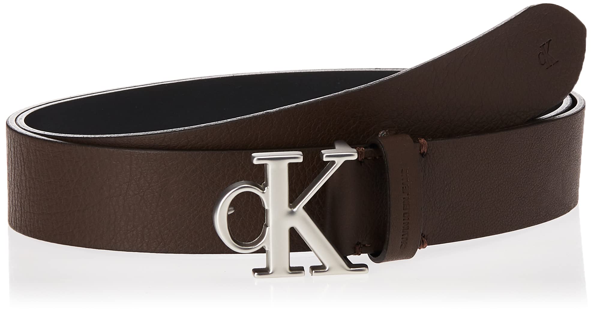 Calvin Klein Jeans Men's Bitter Brown Calvin Klein Mono Hardware Round Belt 35Mm