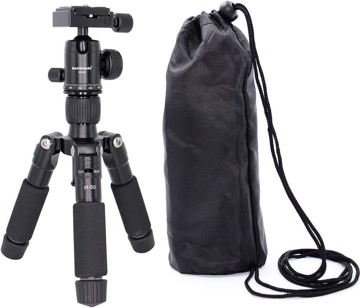 Koolehaoda Mini trépied Portable en Alliage d'aluminium Hauteur 51 cm avec rotule 360 ​​degrés et Sac pour Appareil Photo Reflex numérique, caméscope vidéo. Charge jusqu'à 5 kg - (H-50)