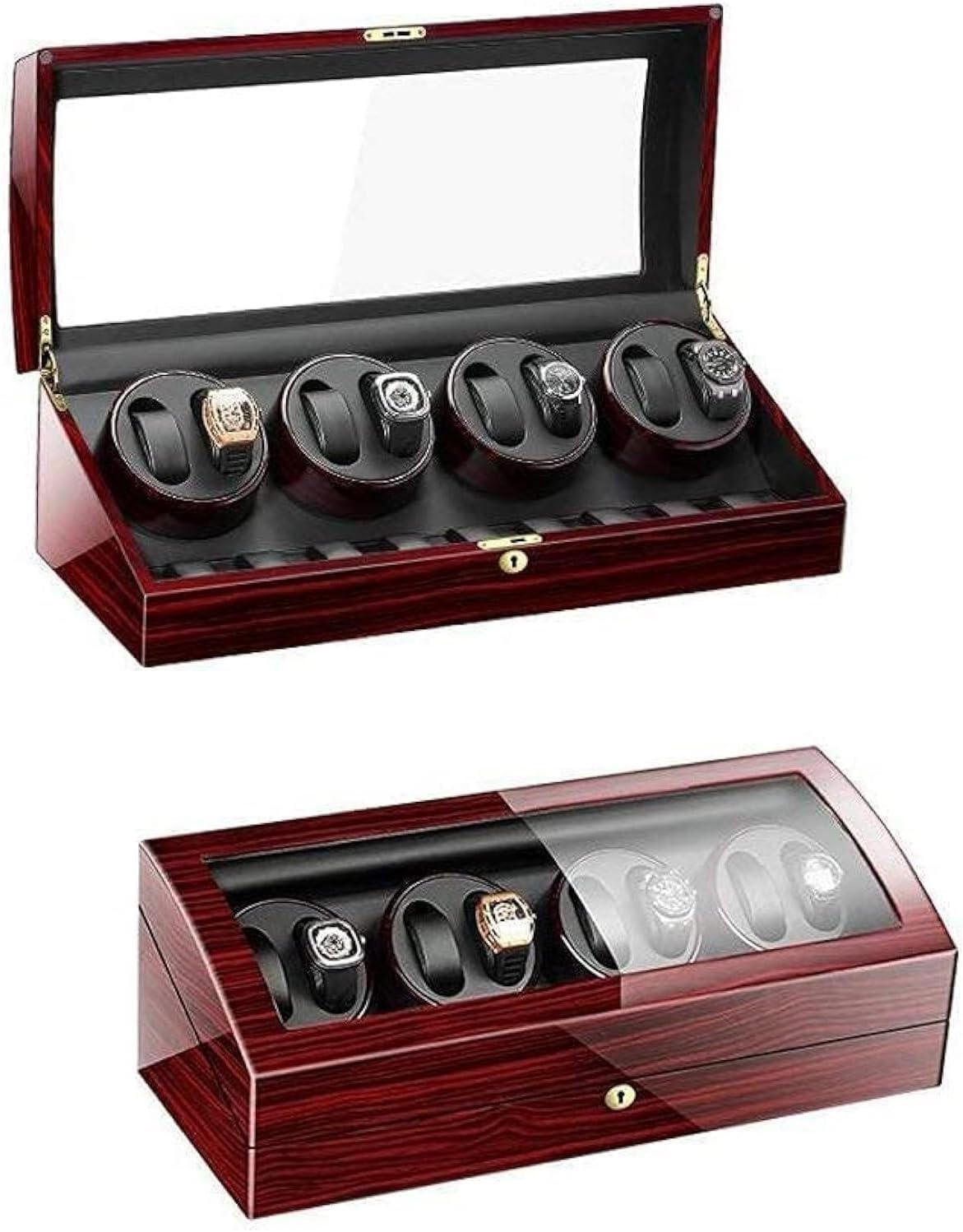 Remontoir de montre pour homme 8 + 9, rangement en cuir, présentoir automatique en bois, bijoux pour femmes moteur silencieux