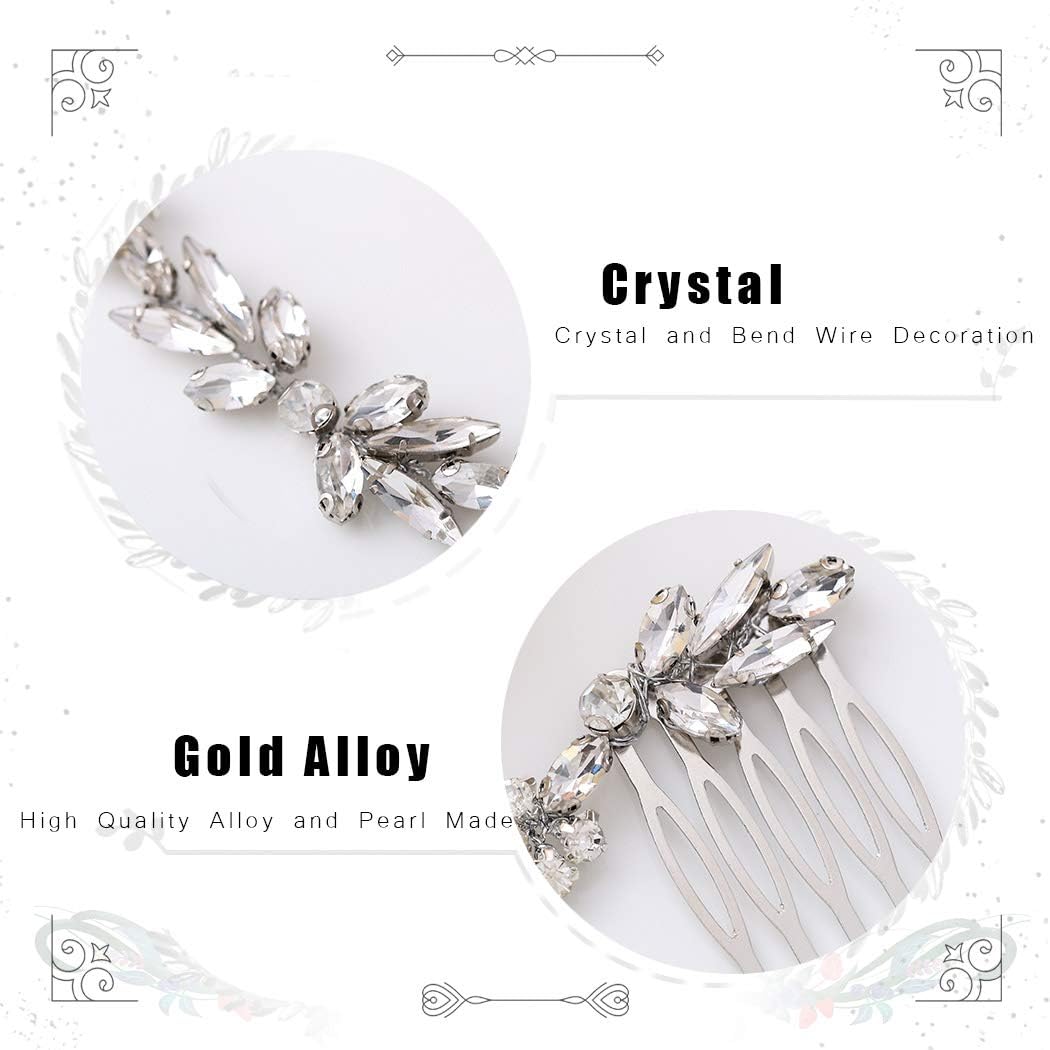 Unicra Wedding Crystal Hair Combs Bridal Headpieces Wedding Hair Accessories for Brides (Silver) - Image 5