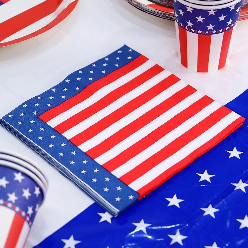 Set Stoviglie Festa USA 16 Ospiti - Bandiera Americana Per 4 Luglio - Foto 7