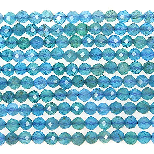 MJDCB 3mm Faceted Natural Apatite Round Loose Beads for Jewelry Making DIY Bracelet Necklace