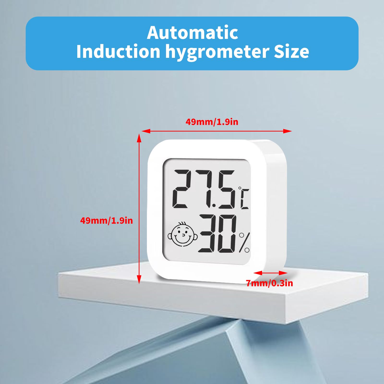 3 cyfrowe mini termometry z higrometrem, do wnętrz, z wskaźnikami uśmiechnięciem, do postawienia lub montażu na ścianie, salonu, biura (wilgotność i temperatura)