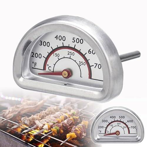 MoSundi Bimetallthermometer aus Edelstahl mit Dual-Celsius- und Fahrenheit-Skala für Grill, Ofen und Grill, halbrundes Zifferblatt, 73 mm Stiel MoSundi Bimetallthermometer aus Edelstahl mit Dual-Celsius- und Fahrenheit-Skala für Grill, Ofen und Grill, halbrundes Zifferblatt, 73 mm Stiel
