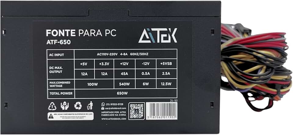 Fonte De Alimentação Para Computador Pc Atx de 650w