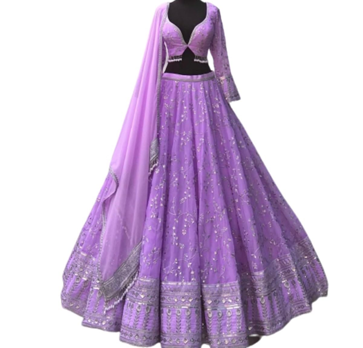 rajveer fab Women's Georgette Solid Semi-Stitched Lehenga Choli Set (R_R_1139)-picture-26