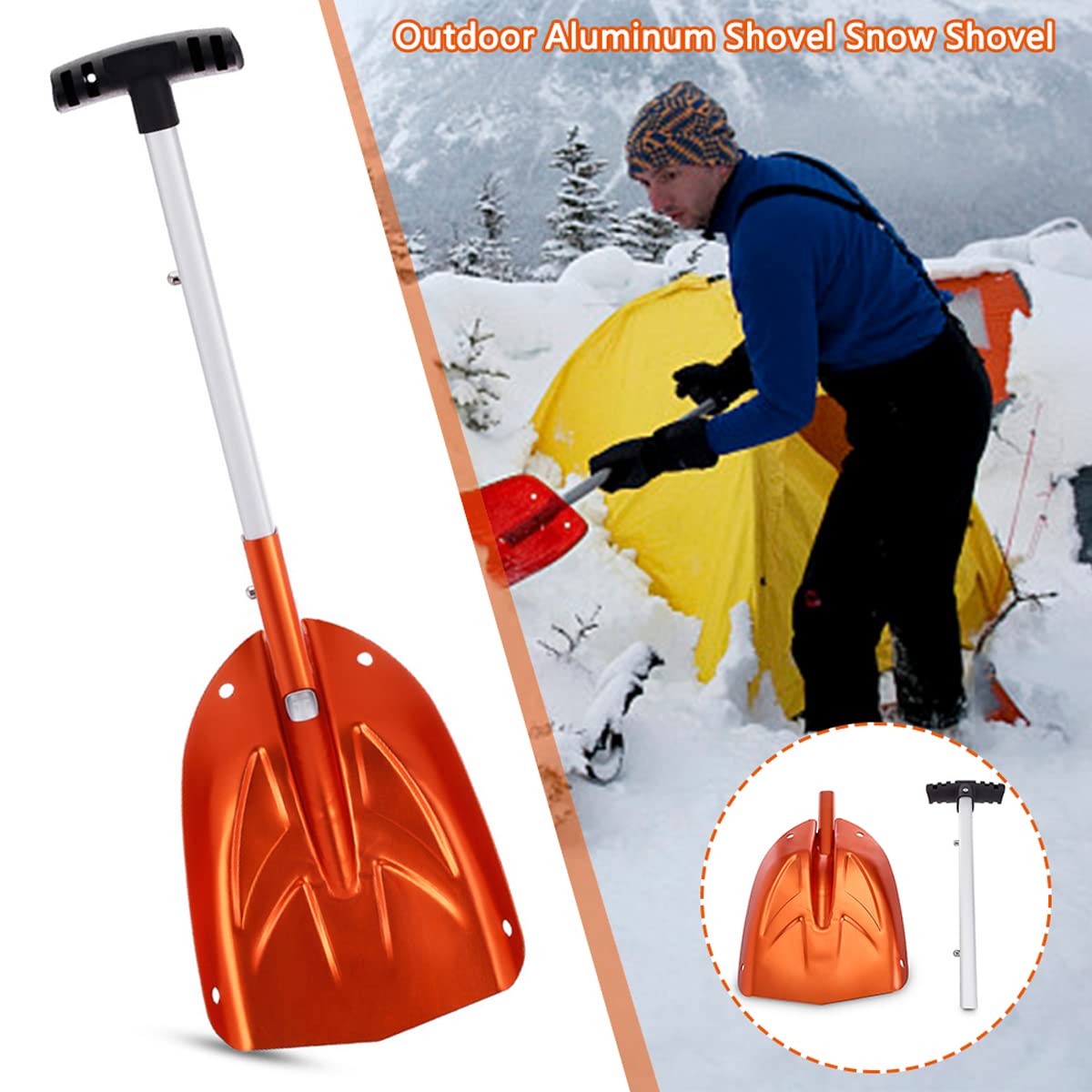 Pala de Nieve Ligera para Exteriores, raspador de Hielo de Aluminio, removedor de Nieve de Invierno, Herramienta de Pala telescópica de Supervivencia para Acampar al Aire Libre para Coches