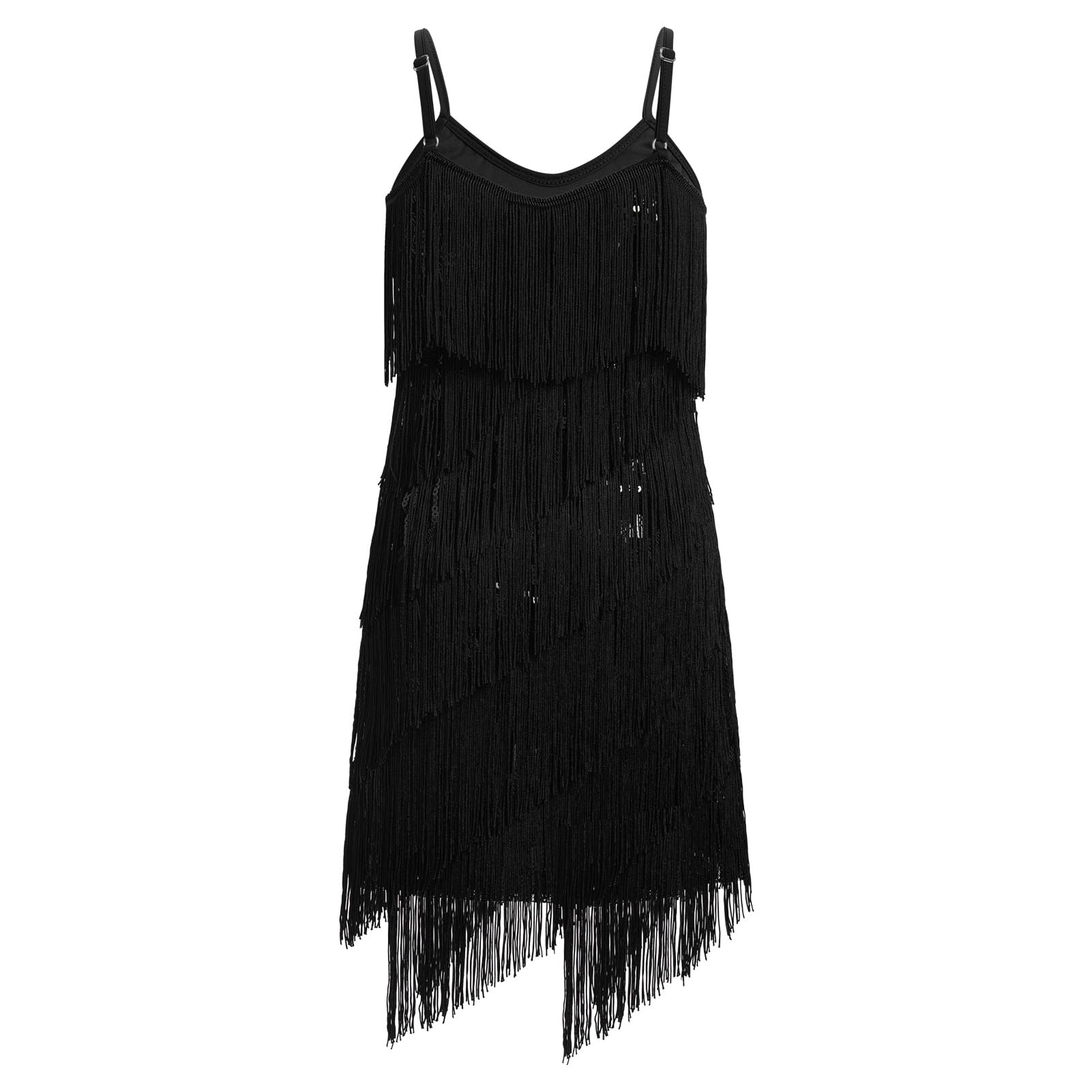 Robe latine à franges scintillantes sans manches pour fille - Style vintage - Pour salle de bal - Jazz - Tangos - Danse - Années 1920
