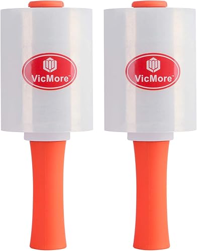 Paquete de 2 envolturas retráctiles fuertes de calibre 80, mini película elástica de 5 x 1000 pies con asa, embalaje duradero y envoltura de paleta