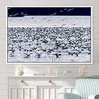 Framed Canvas Wall Art Flying Together Birds Farmhouse/Country Group Group Multicolor Photography Realism Relax/Calm Warm - 16x24 inches