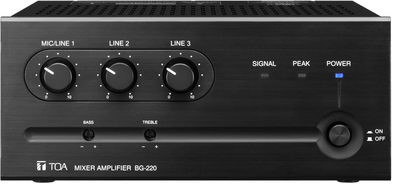 TOA Electronics BG-235 CU Mixer/Amplifier; 35W Output; 3 Inputs with Mic/Line Select; MOH/Zone 2 Output; Auto/Manual Mute; 25V/70V/4Ω Speaker Outputs