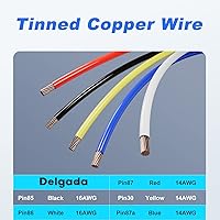 Vista 5 de Delgada Relé de 40/30 amperios 12 V impermeable para automóvil, 5 pines SPDT con juego de enchufes de arnés 14 AWG cables de cobre para barco