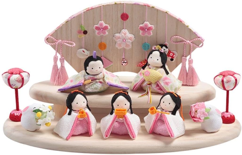 雛人形 お雛様 5人飾り初節句 ちりめん コンパクト