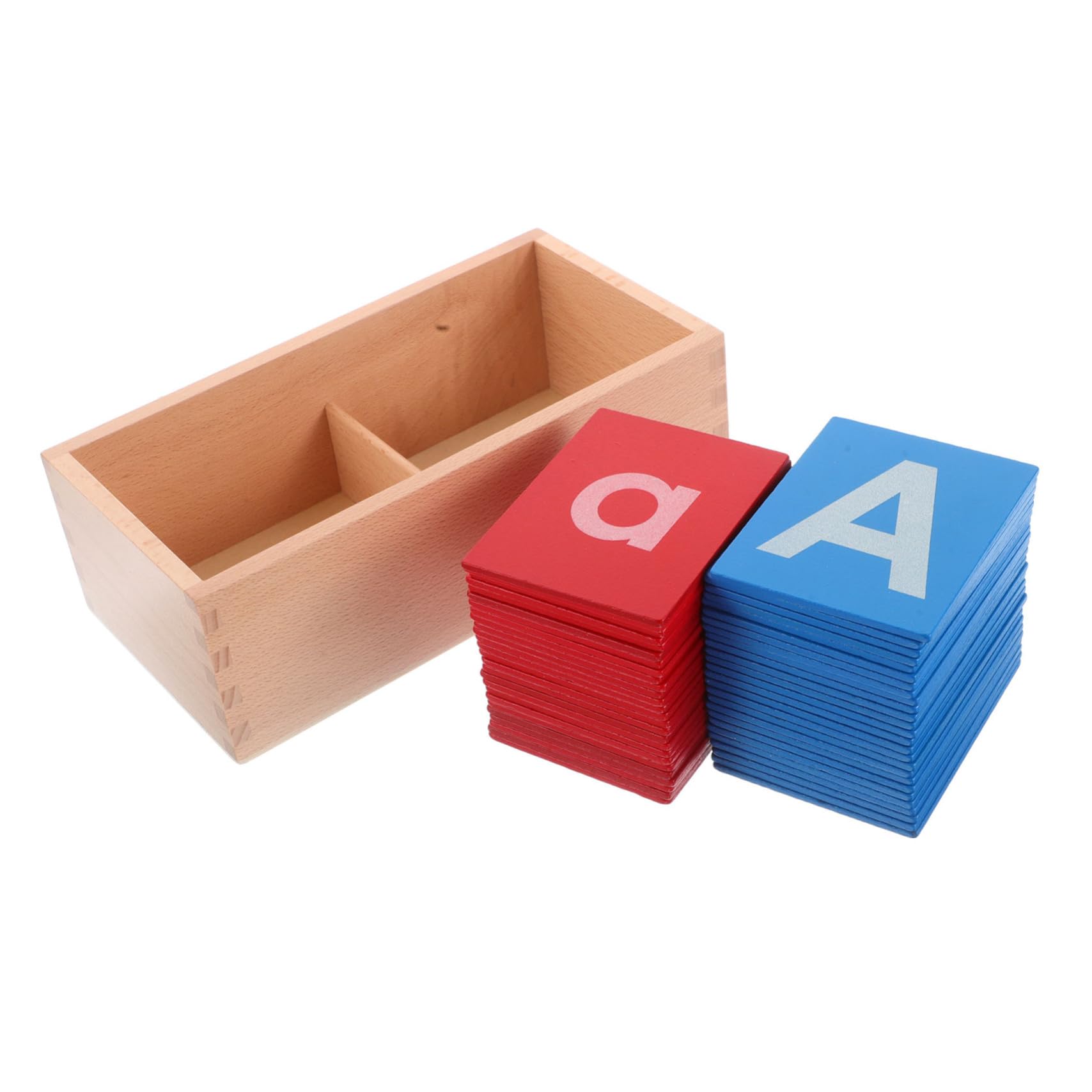 ERINGOGO Set Montessori di Lettere in Sabbia Colorata Rosso e Blu su Tavola di Legno per Ragazzo Ragazza, Materiale Educativo per Sviluppo Linguistico e Apprendimento a Casa o Asilo