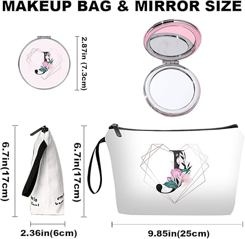 Miniatura 2 de Bolsa de maquillaje personalizada con espejo, bolsa de cosméticos para novia, dama de honor, con juego de 10 piezas, regalos de cumpleaños para