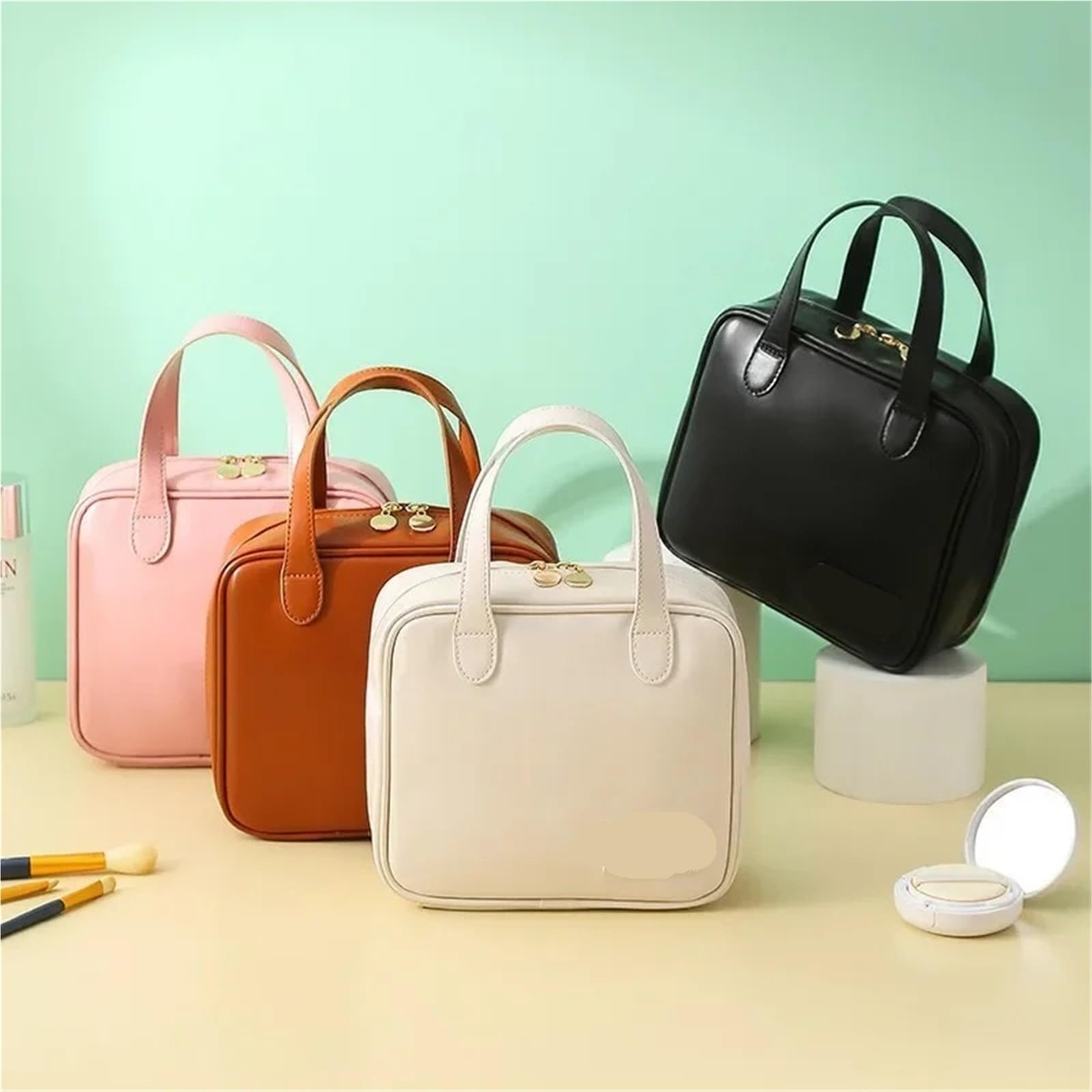 1 Uds Bolsa de Maquillaje, Neceser Viaje portátil Gran Capacidad, Almacenamiento cosméticos, Bolso Impermeable para Viajar(White)