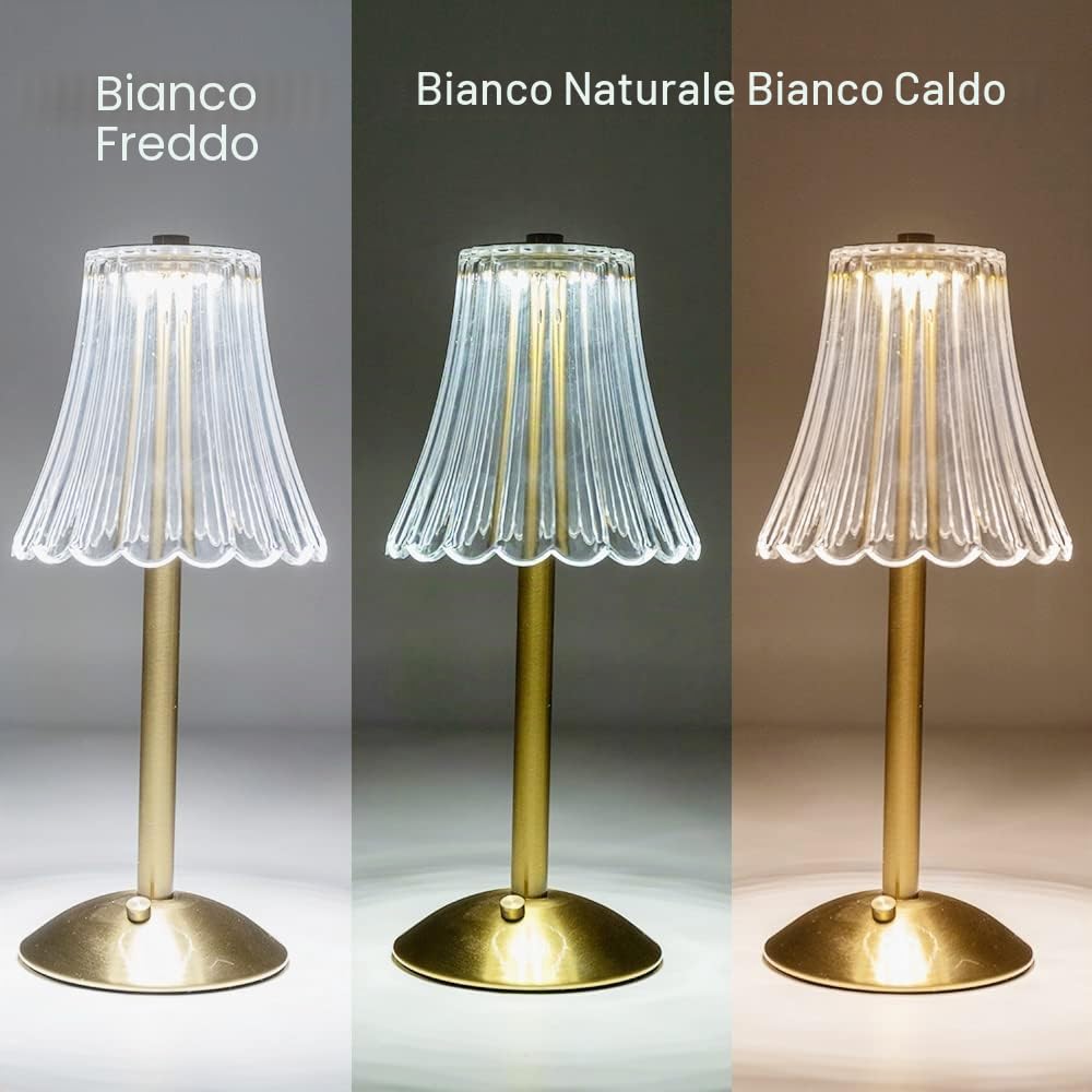 Kizozo Lampada da tavolo a LED a batteria, senza fili, dimmerabile, lampada a LED per soggiorno, camera da letto, 3 colori di luce