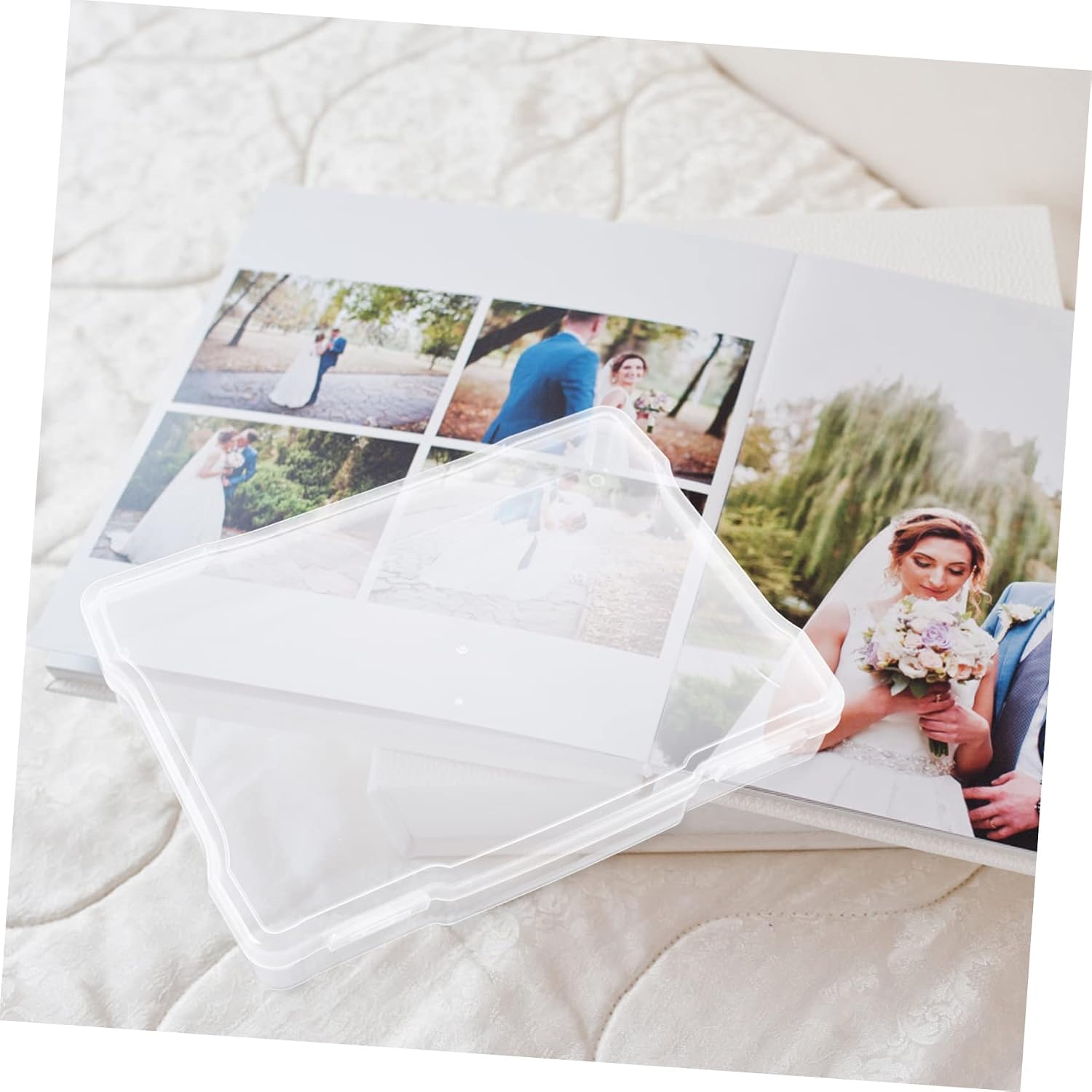ARTIBETTER 1set Multi-functional Photo Organizer Storage Box Photo Keeper Case Handle for Easy Access for Greeting Cards and Craft Supplies