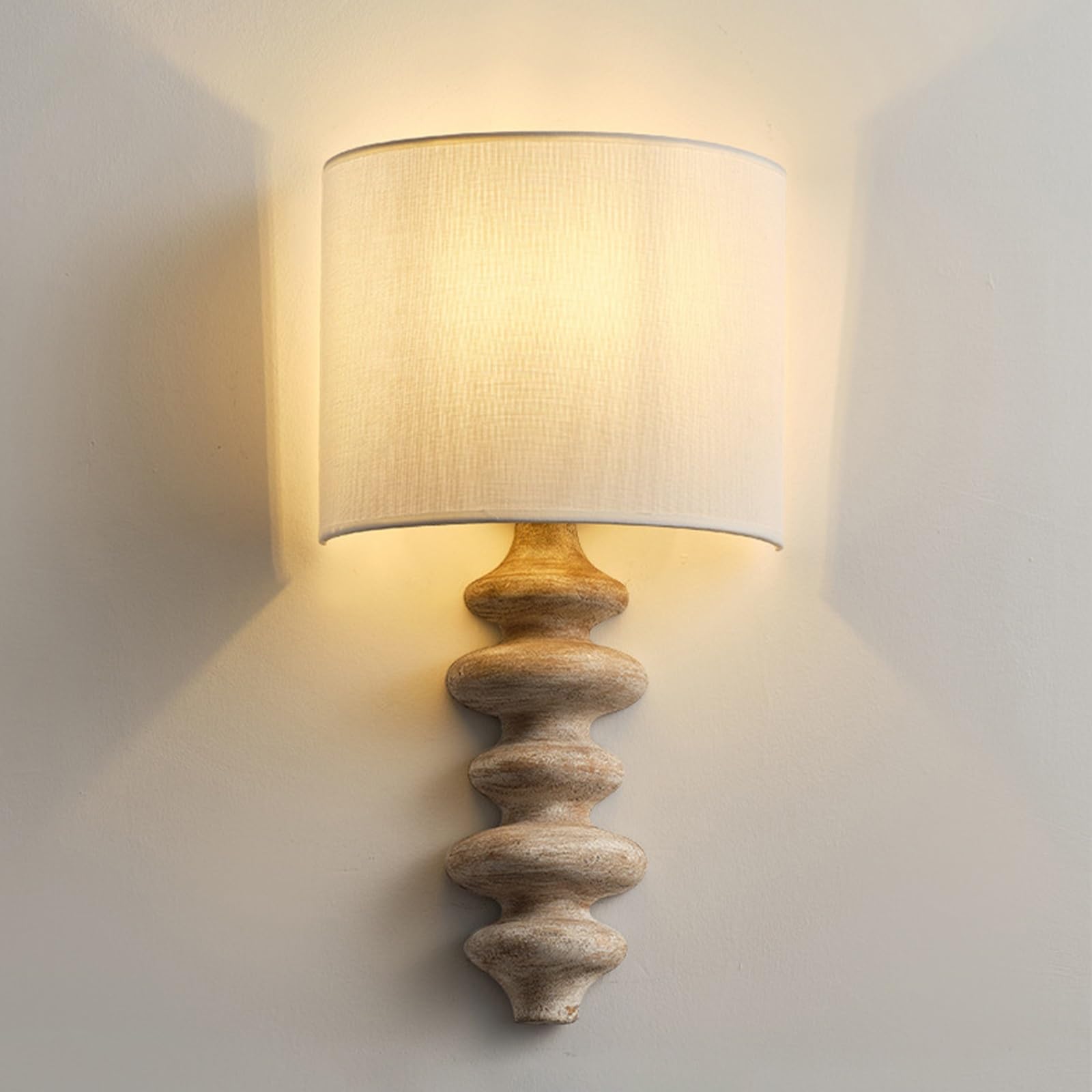 SXWNBIFH Vintage 1-Lights Wall Sconces with Semicircle Fabric Shades, E27 Wall Lights Fixture, Indoor Wood Wall Lamps for Bedroom Living Room Hallway Stairway Corridor Dining Room Storage Room(Brown)