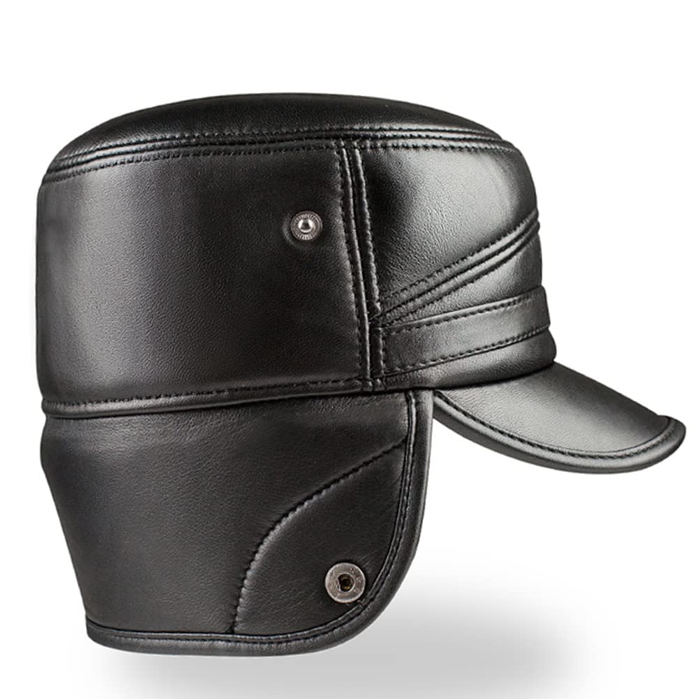 DongBao Berretto Militare Inverno - Cappello Inverno Uomo - Berretto in Pelle - Berretto Foderato - Cappello con Paraorecchie Autunno/Inverno