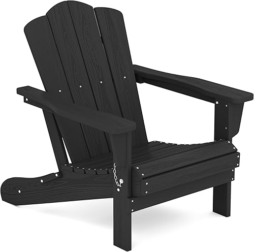 KINGYES HDPE - Silla Adirondack plegable para todo tipo de clima, para patio al aire libre, resistente a la intemperie, para terraza, césped,