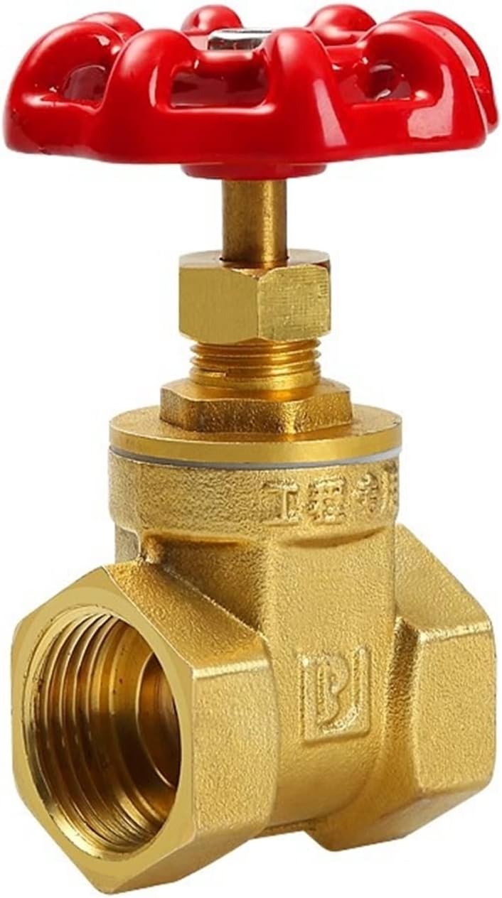 1Pcs Water Brass Gate Valve Red Cap Shaped Handle Female Threaded Dual Ports(DN15)