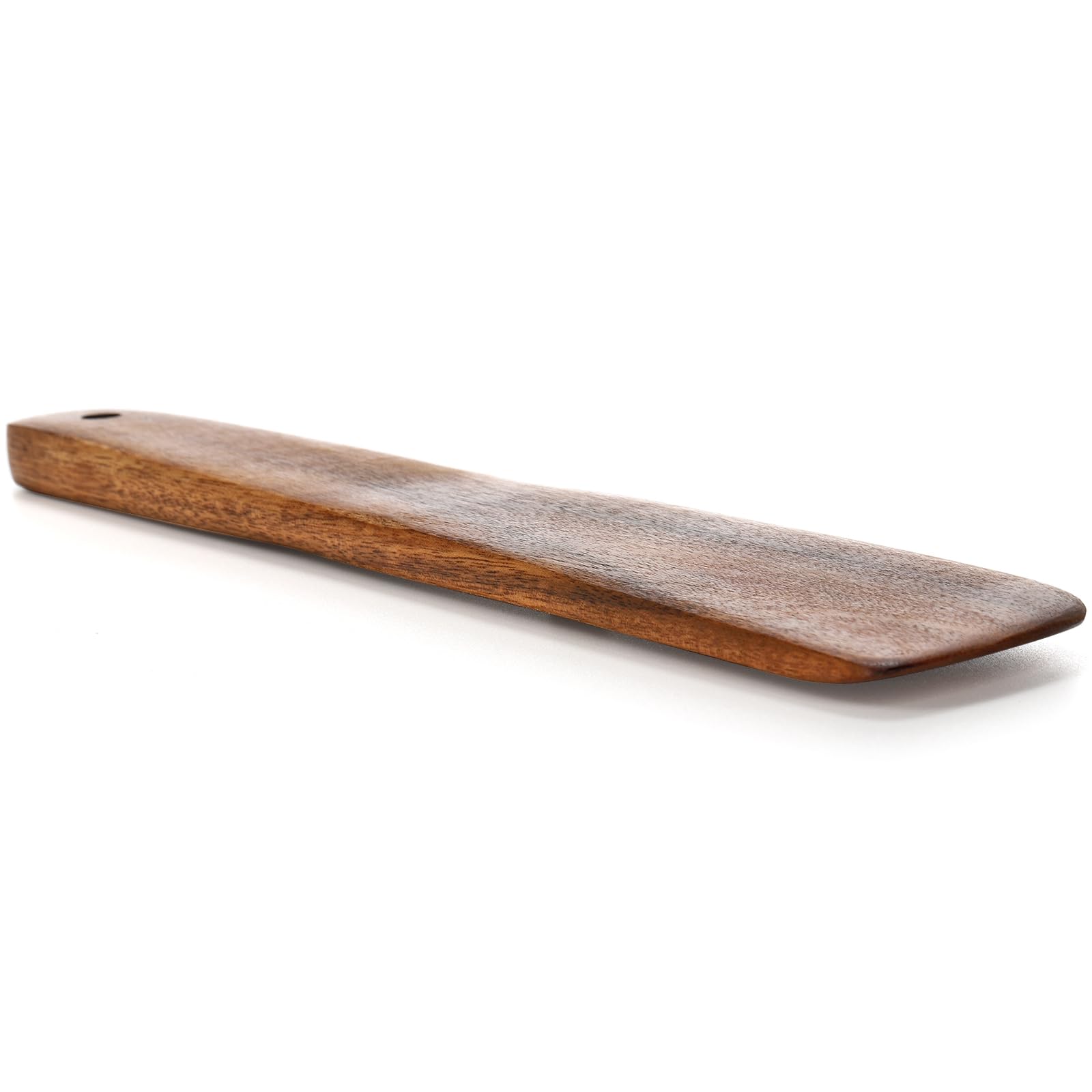 Juego de 4 espátulas pequeñas de madera de teca para hierro fundido, 10 pulgadas y 12 pulgadas, espátula plana de madera multiusos para voltear, servir, raspar y girar 3