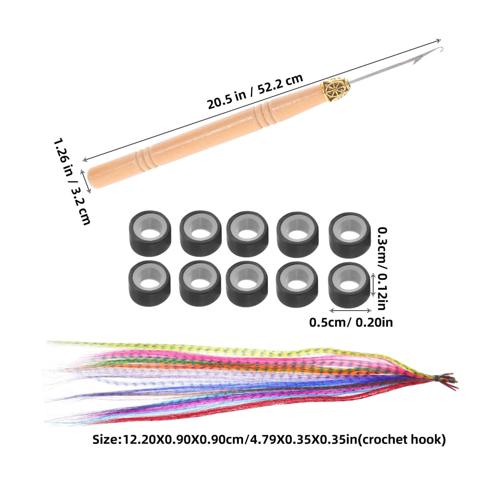 BIUDECO Colors Synthetic Feathered Hair Extensions Kit with Micro Beads Crochet Hooks Tools for Women Vibrant Festival Hair Accessories for Cosplay Parties