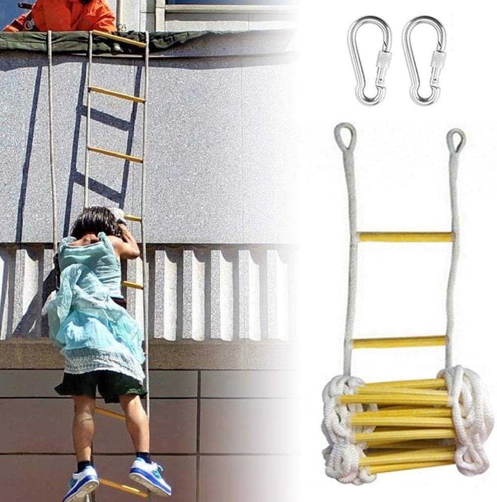 Ladders,Fire Escape Ladder Home High-Rise Escape Durable Polyester Rope Ladder/Emergency Evacuation Ladder - Easy to Deploy Portable Fire Ladder/6M/20Ft