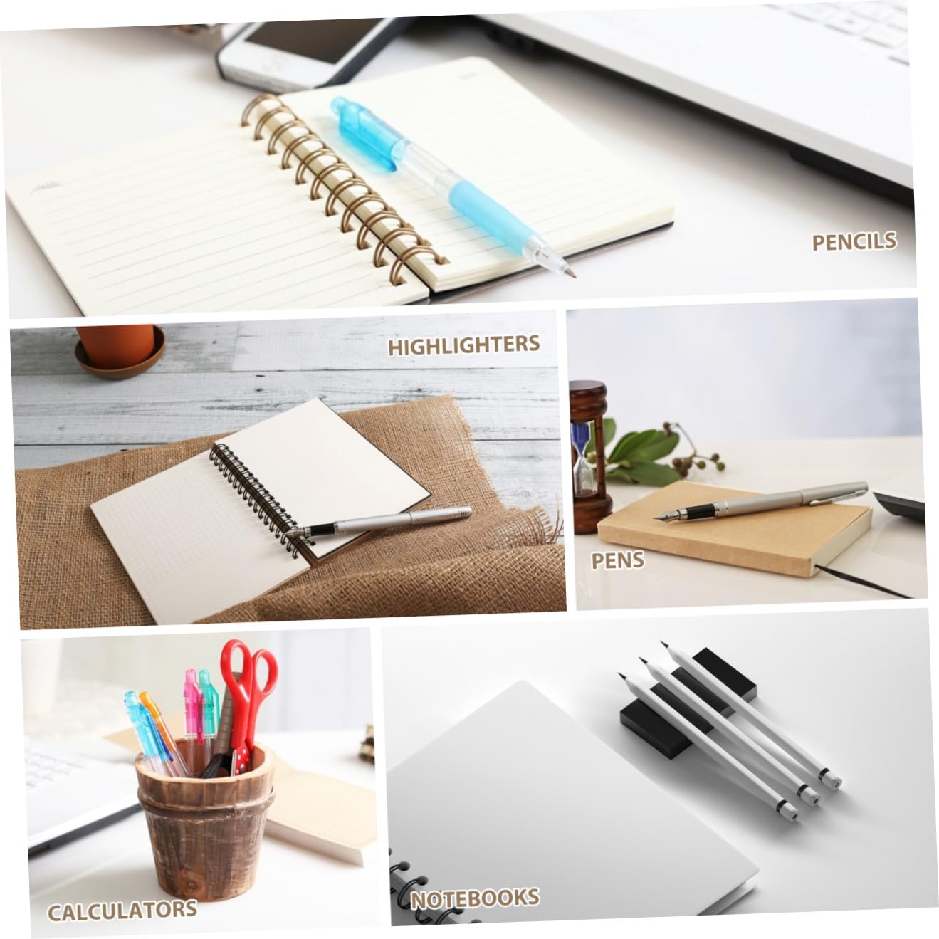 Organizador de Escritorio de Madera Múltiples Compartimentos, Portalápices y Contenedor de Papelería para Oficina, Estructura Resistente y Portátil