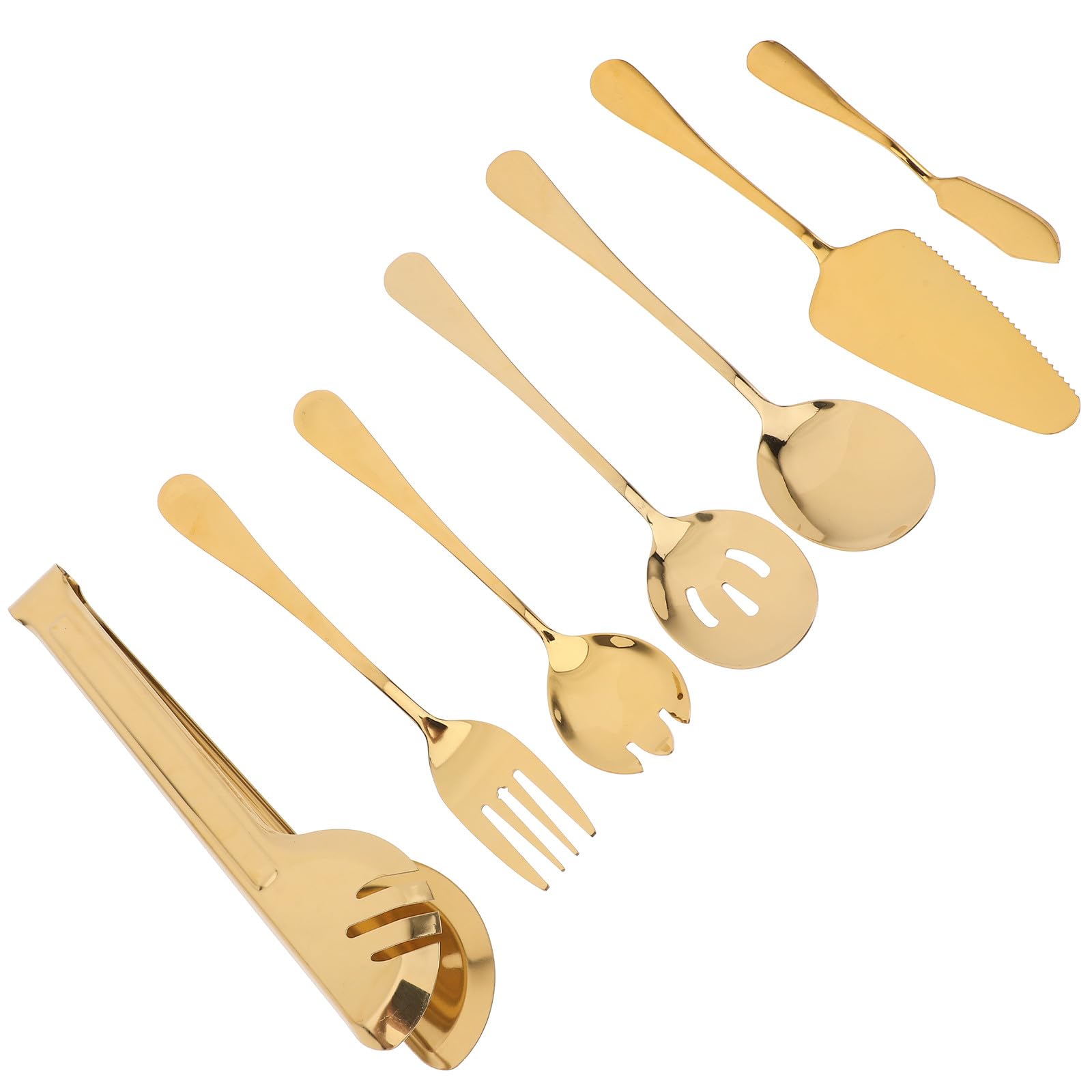 CALLARON 11 Stück Edelstahlbesteck in Gold für Buffet und Speisesaal Modernes Servierbesteck mit Glatter Oberfläche Leicht zu Reinigen Inklusive Gabel Löffel und Spatel