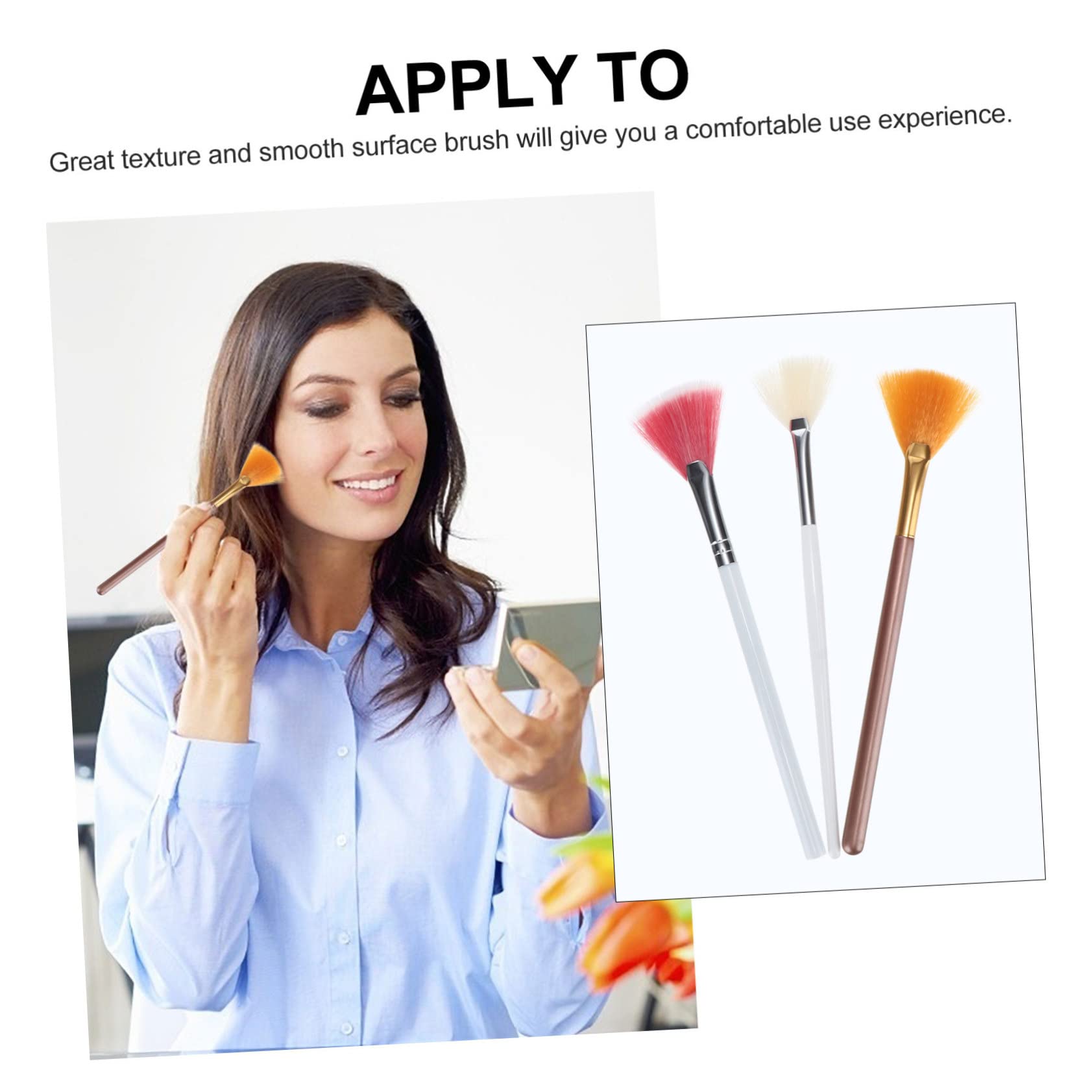 HAPINARY Makeup Set 3pcs Fan-shaped Brush for Girls Blending Blush Face Powder Diffuse Edges of Highlighters Smooth Texture