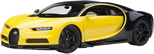 Autoart Bugatti Chiron Jaune Molsheim Amarillo y Nocturne Negro Modelo 1/18