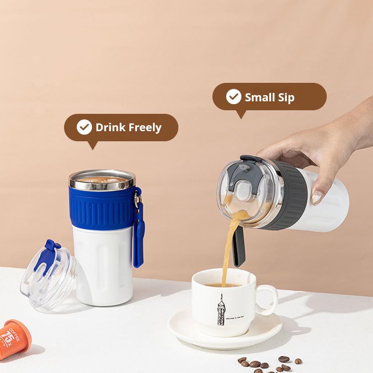 Amazon.com: Stainless Steel Insulated Coffee Travel Mug  316 & 304  Double-Layer Vacuum Insulation  Large Capacity Leakproof Cup with Silicone  Grip & Strap (Yellow, 500ML) : Home & Kitchen