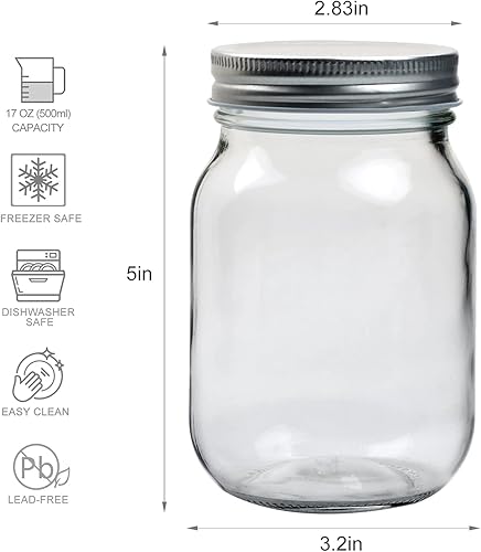 Miniatura 2 de Accguan Tarros Mason de 16 onzas con tapas regulares, ideales para mermelada, miel, recuerdos de boda, regalos de ducha, tarros magnéticos para