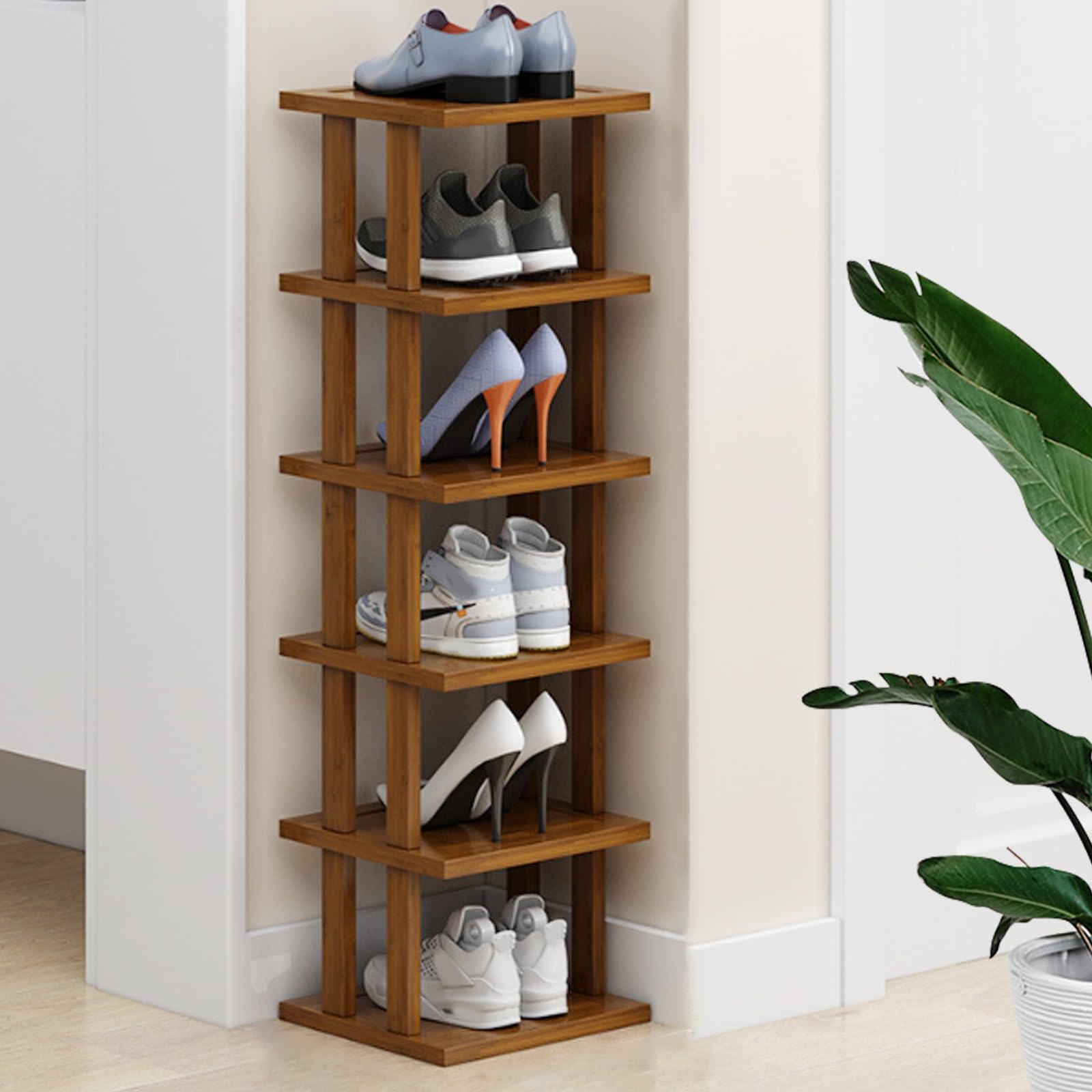 POLGDW Waterproof Wooden Shoe Storage Cabinet Narrow Tall Shoe Rack for Entryway Dorm Room Under Bed – Stylish Shoe nizer Shelf Space Saving Design