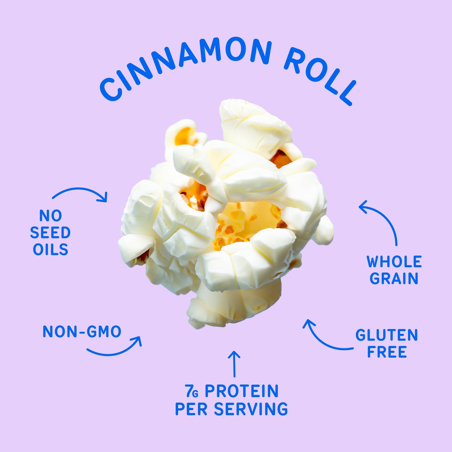 Khloud Protein Popcorn - Cinnamon Roll - 7g Protein Snacks for Adults & Kids - Flavored Popcorn Made with Real Ingredients & Milk Protein Isolate - Non-GMO, Gluten-Free, Kosher - 5oz, 4pk