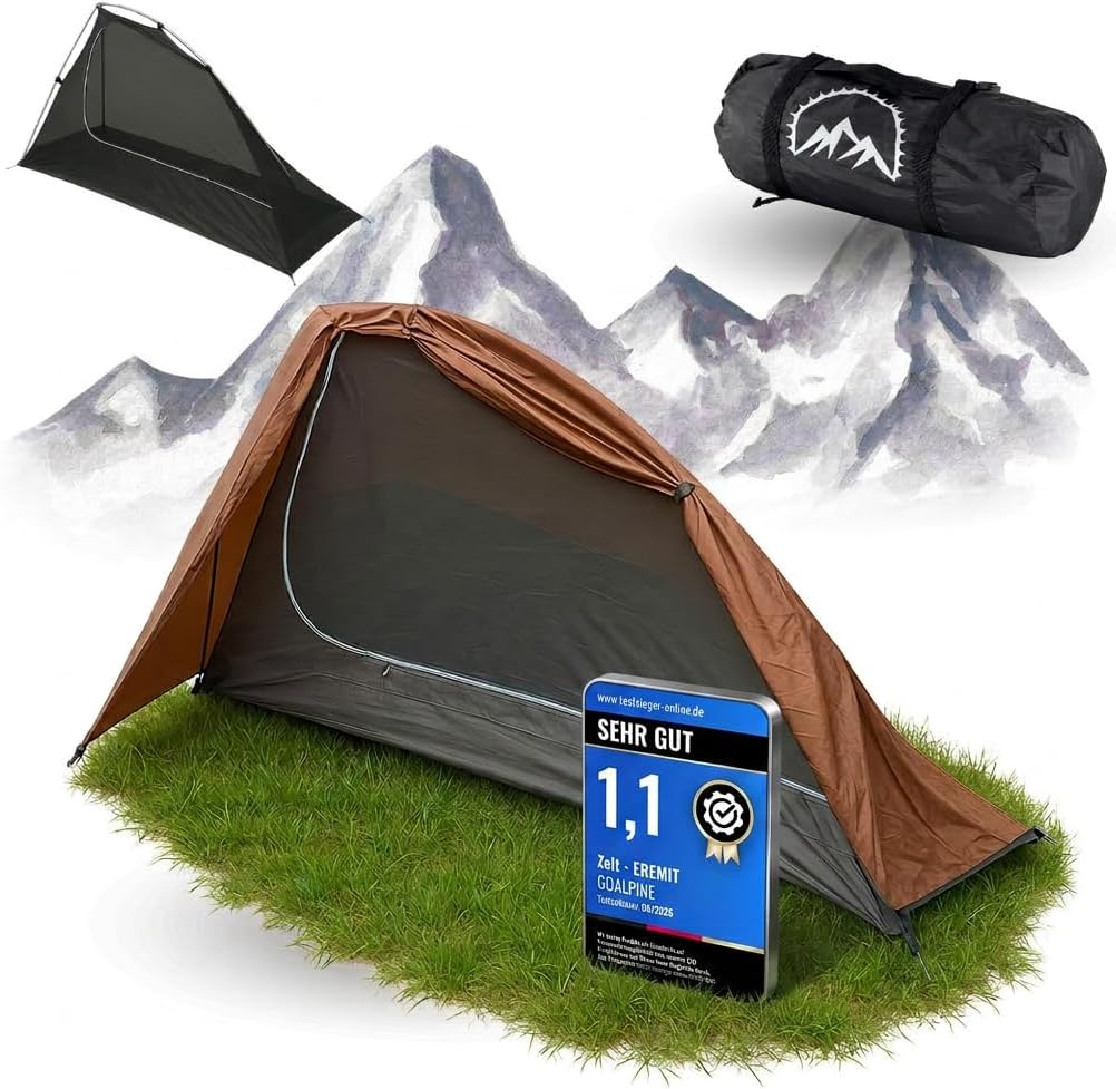 GOALPINE® Zelte für 1 & 2 große Personen | wasserdicht 4000mm | kleines Packmaß | zum Wandern, Bergtouren & Bikepacking | Ultraleicht | 3-4 Jahreszeiten | schneller aufbau