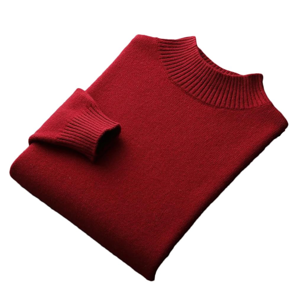 Maglione da uomo in 100% lana merino a collo alto lavorato a maglia tinta unita maglione a collo alto spesso pullover casual